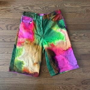 Dries Van Noten Colorful Tie-Dye Jean Shorts